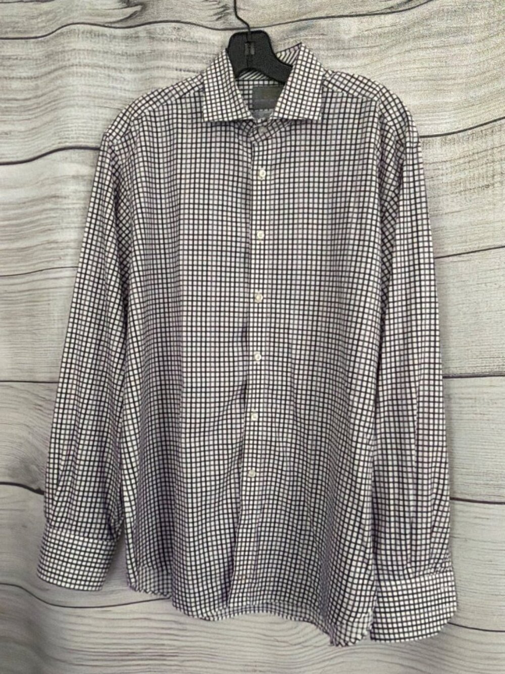 Mens Thomas Dean Long-Sleeve Purple Checked Shirt Size L